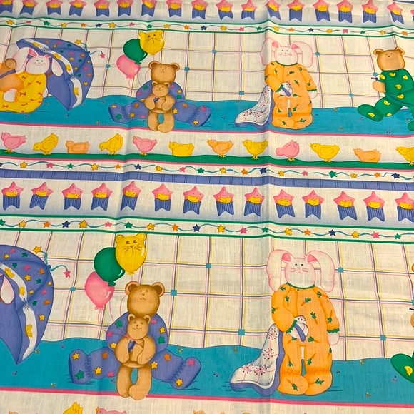 Vintage 1999 Leslie Beck Cranston Print Sewing Quilting 1yd+ Bunny Bears Border - Picture 5 of 8